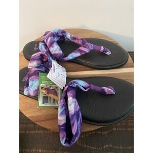 Woman's Sanuk Yoga Sling 2 Size 8 Purple Tie Dye Flip Flop NEW NWT